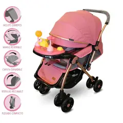 HI BABY - Coche Cuna Musical Bandeja Didactica - Rosado