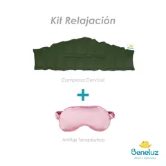 GENERICO - Kit Relajación - Compresa Cervical Verde Militar y Antifaz Terapéutico