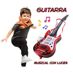 GENERICO - Guitarra Electrónica Grande Juguete Musical Para Niño con Luces Led