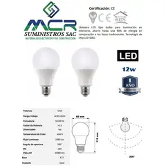 NACIONAL - FOCO LED 12W E27 LUZ BLANCO NEUTRO 4000K pack x 2 und