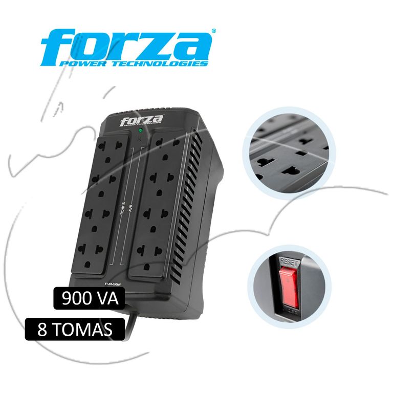 Estabilizador 900va Modelo Fvr-902 Forza, 450w 8 Tomas