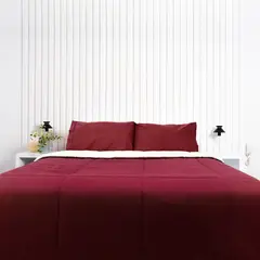 COBITEX HOME - Edredón 2 plazas guinda con reversible de corderito cobitex 100% algodón.