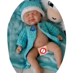 GENERICO - Mini Bebe Reborn Silicona Ojos Cerrados 18 cm. Niña