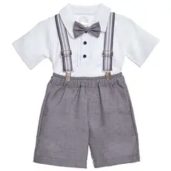GENERICO - Conjunto para Bebe Niño Tirantes Pantalones cortos Gris GALA