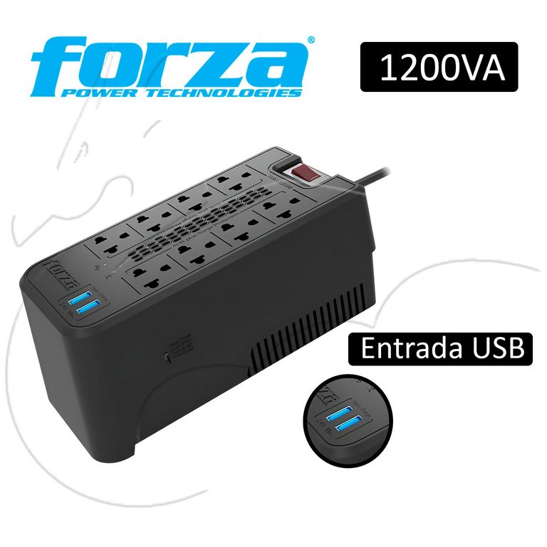 Estabilizador De Voltaje Fvr-1222usb 1200va 600w Color Negro