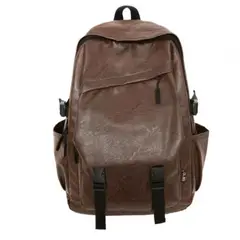 GENERICO - Mochila de Cuero PU color Marron de gran capacidad.