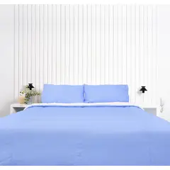 COBITEX HOME - Edredón King azul cielo con reversible de corderito cobitex 100 algodón.