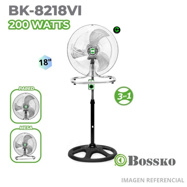 Ventilador de 18 Pulgadas 3 en 1 de 200W Plateado BK-8218VI