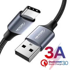 NETCOM - Cable USB a tipo C 3A carga rápida 1.8 Metros