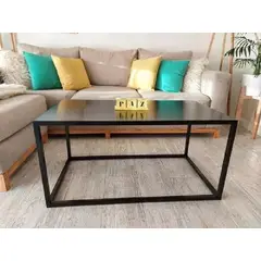GENERICO - Mesa de centro industrial rectangular color negro 80x50x40