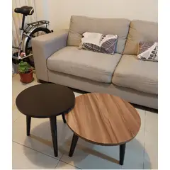 GENERICO - Mesa de centro estilo nido circular color negro y marrón