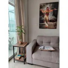 GENERICO - Mesa auxiliar industrial marrón 40x40x60