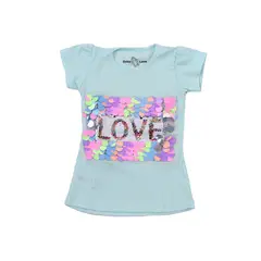 GENERICO - POLO NIÑA MANGA CORTA LOVE LENTEJUELAS