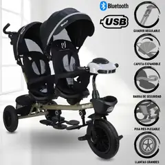 BABY - Triciclo Guiador Gemelar «TWIN RACE» Edición Limitada Black