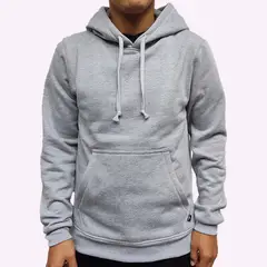 JUST - POLERA PLOMO HOODIE HOMBRE FRANELA - MELANGE