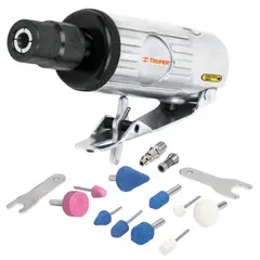 TRUPER - Kit mini esmeriladora neumático, 16 piezas, 1 maletín