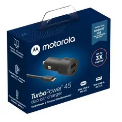 MOTOROLA - Cargador de Carro doble puerto USB-C a C Turbo Power 45W