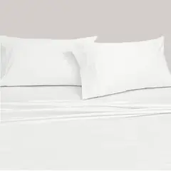 SOMNI - Juego de Sábanas 1.5 plazas 300 hilos 100% algodón Blanco