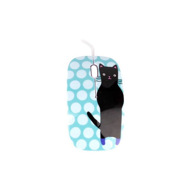 Mouse Usb Diseño Gatito Negro - HA-M853