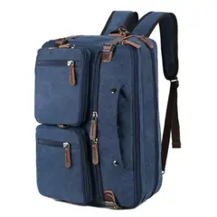 GENERICO - Maletin Mochila de lona de alta calidad Vintage color AZUL multiuso