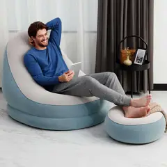 BESTWAY - Sofá Sillón Inflable con Posapiés celeste -
