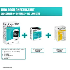 ACCU CHEK - TRIO INSTANT: GLUCOMETRO, 60 TIRAS REACTIVAS Y 110 LANCETAS