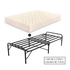 GENERICO - Cama Plegable 1.5 Plaza con Colchón Zebra de 7 Pulgadas