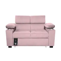 BARAKA HOME - Sofá Cama Baltimore con Porta Vasos y Bolsillo 1.5 plz - Rosado