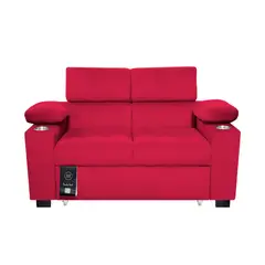 BARAKA HOME - Sofá Cama Baltimore con Porta Vasos y Bolsillo 1.5 plz - Rojo