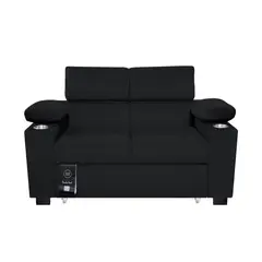BARAKA HOME - Sofá Cama Baltimore con Porta Vasos y Bolsillo 1.5 plz - Negro