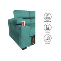 BARAKA HOME - Sofá Cama Baltimore con Porta Vasos y Bolsillo 1.5 plz - Jade