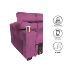 BARAKA HOME - Sofá Cama Baltimore con Porta Vasos y Bolsillo 1.5 plz - Fucsia