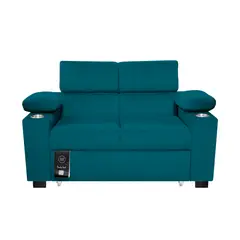BARAKA HOME - Sofá Cama Baltimore con Porta Vasos y Bolsillo 1.5 plz - Cobalto