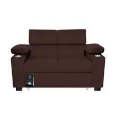 BARAKA HOME - Sofá Cama Baltimore con Porta Vasos y Bolsillo 1.5 plz - Chocolate