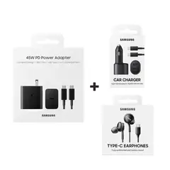 SAMSUNG - KIT Cargador 45W Cargador Auto 45W Audífonos AKG Tipo-C