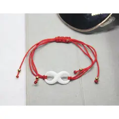 FERNANDA ROMERO JOYAS Y ACCESORIOS - Pulsera Amor Infinito con Hilo Rojo y Billas de Acero