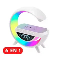 GENERICO - Lampara G Smart 6 en 1 Luz RGB Parlante Reloj Cargador Inalámbrico
