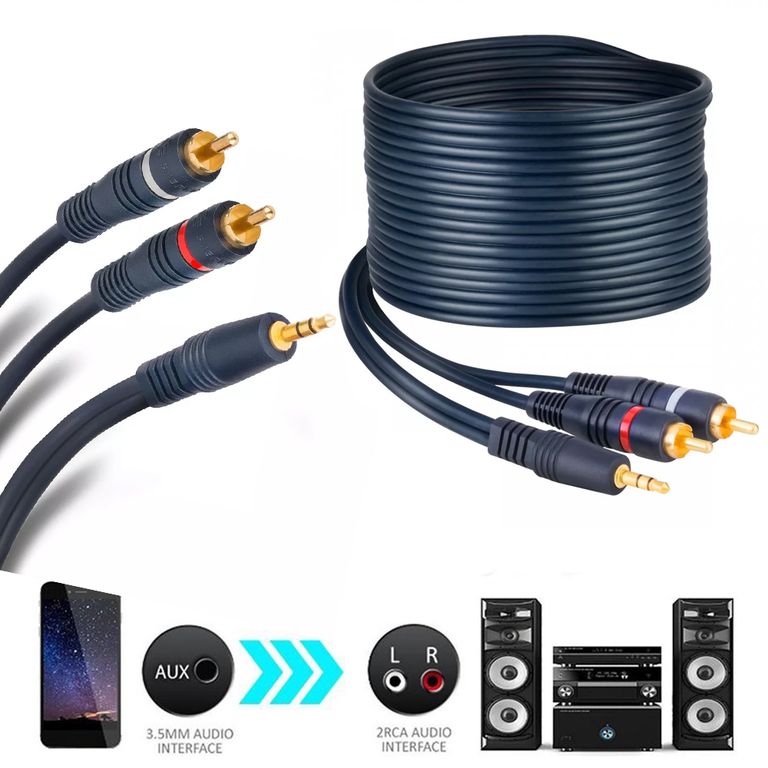 Cable de audio Plug 3.5mm a 2 RCA Macho 10 Metros