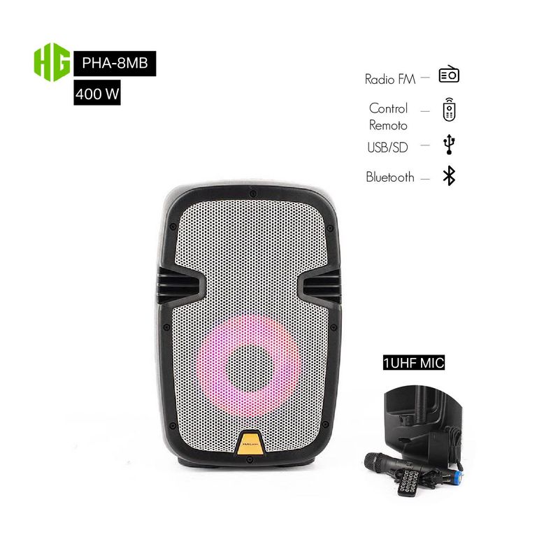 Parlante Portatil PHA-8MB 600W UHF FM Bluetooth KARAOKE