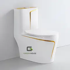 GENERICO - INODORO DE LUJO MEDITERRANEO MODELO EUROPEO FILO DORADO