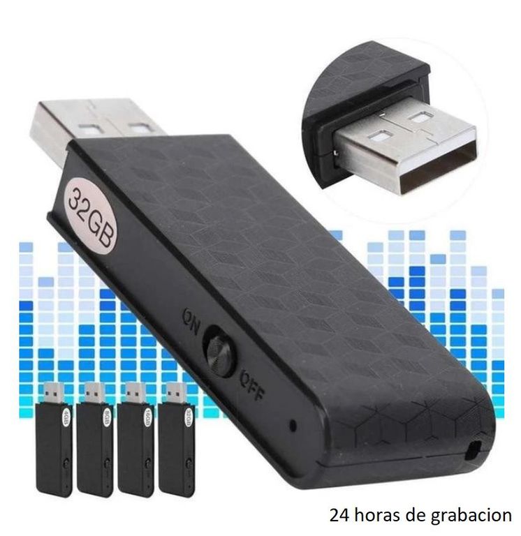 Grabadora De Voz USB Espia 32Gb - Solumatica - 24 horas de Grabacion