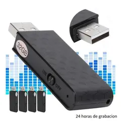 OEM - Grabadora De Voz USB Espia 32Gb - Solumatica - 24 horas de Grabacion
