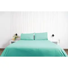 COBITEX HOME - Juego de sábanas Lisas Turquesa 1.5 plz Cobitex 100% algodón