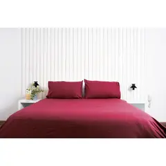 COBITEX HOME - Juego de sábanas Lisas Guinda 1.5 plz Cobitex 100% algodón.