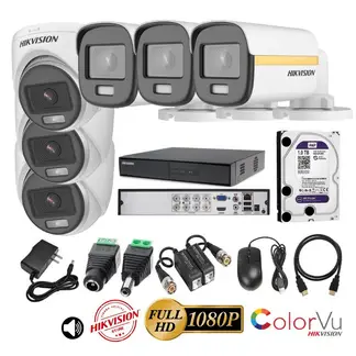 HIKVISION - Kit 6 Cámaras Seguridad FULLHD Color VU con AUDIO + 1TB