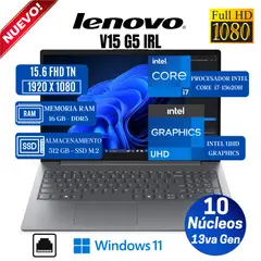 LENOVO - Laptop V15 G5 IRL 15.6" FHD TN, Core i7-13620H, 13va Gen, Ram 16GB, Ssd 512GB, Win 11