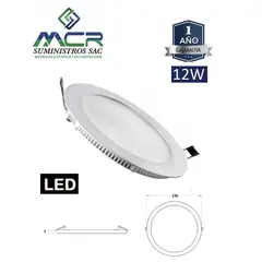 GENERICO - Downlight para empotrar 12W luminaria Luz blanco frio 6500K IP20 LED