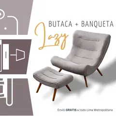 GENERICO - Butaca Lazy + Banqueta Living Furniture Gris