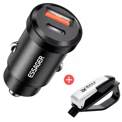 ESSAGER - Cargador Celular De Autos Usb C Usb A 30w Sujetador de Lentes