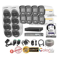 HIKVISION - Kit 16 Cámaras Seguridad FULLHD Color VU con AUDIO + 4TB + Cable